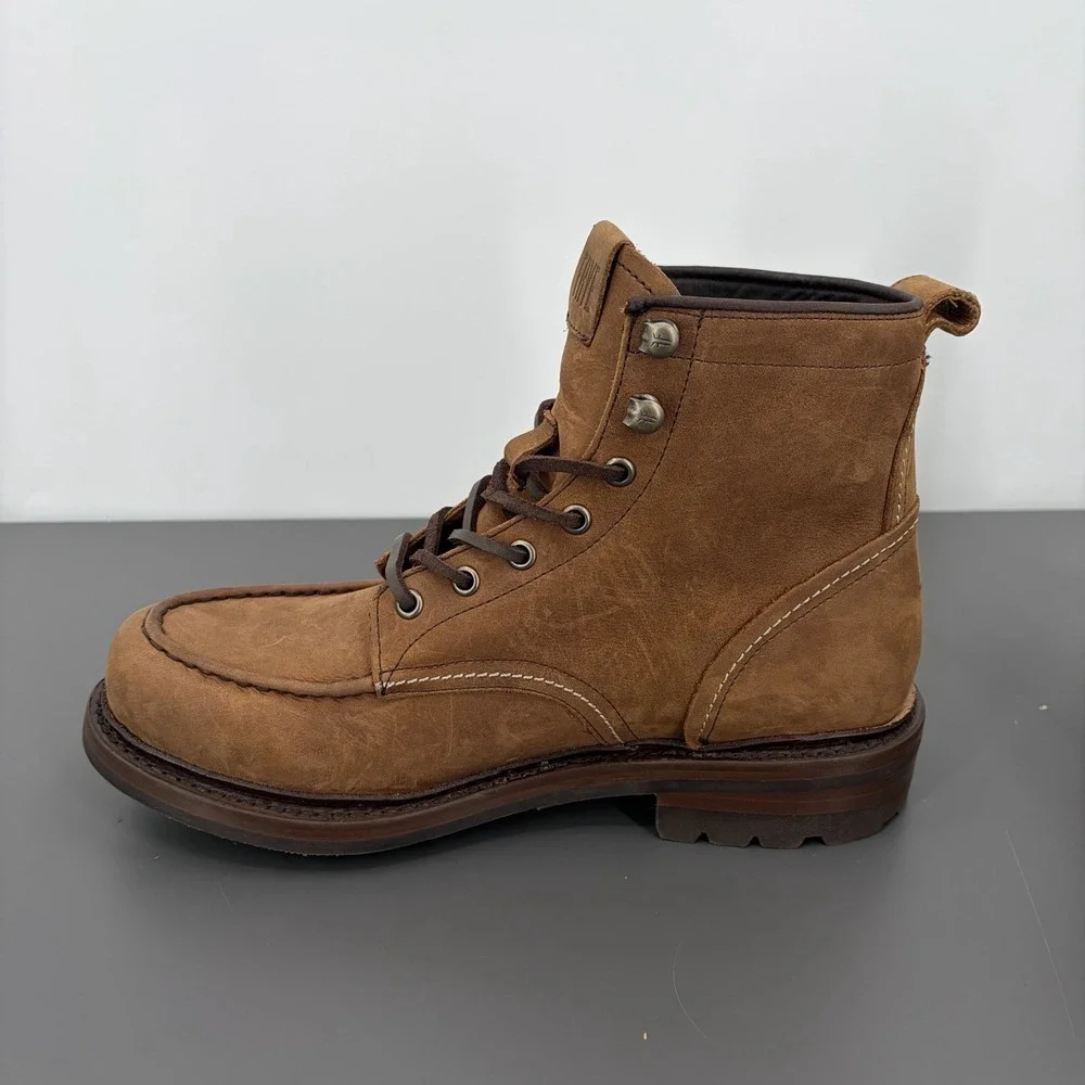 Frye Mens Bark Hudson Suede Work Boots Sz 8.5 Industrial Construction Outdoor